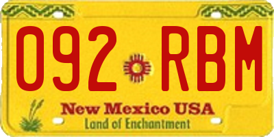 NM license plate 092RBM