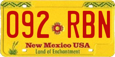 NM license plate 092RBN