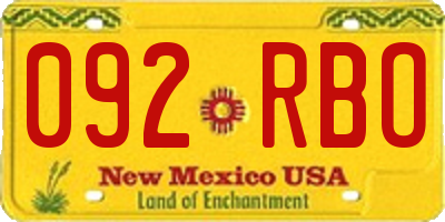 NM license plate 092RBO