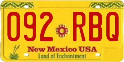 NM license plate 092RBQ
