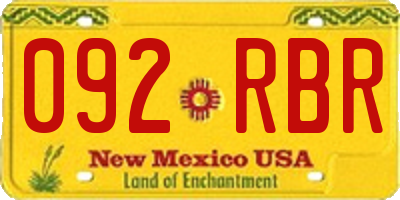 NM license plate 092RBR