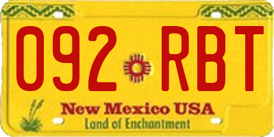 NM license plate 092RBT
