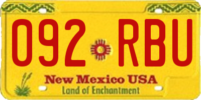 NM license plate 092RBU