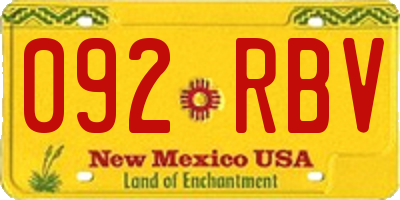 NM license plate 092RBV