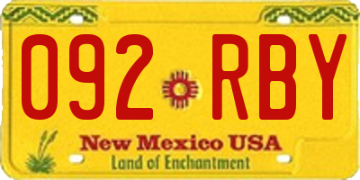 NM license plate 092RBY