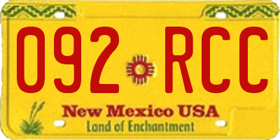 NM license plate 092RCC