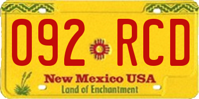 NM license plate 092RCD