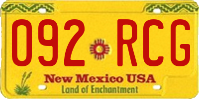 NM license plate 092RCG