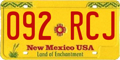 NM license plate 092RCJ