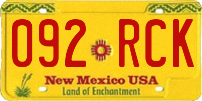 NM license plate 092RCK