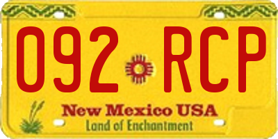NM license plate 092RCP