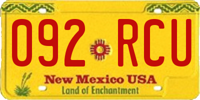 NM license plate 092RCU