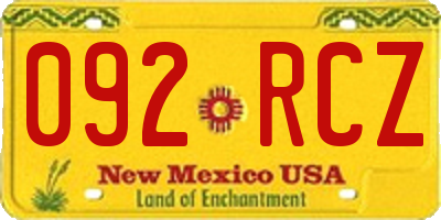 NM license plate 092RCZ