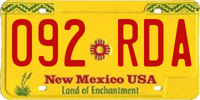 NM license plate 092RDA