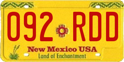 NM license plate 092RDD