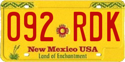 NM license plate 092RDK