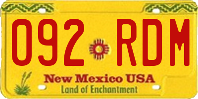 NM license plate 092RDM