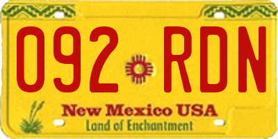 NM license plate 092RDN