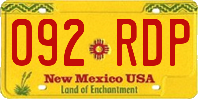 NM license plate 092RDP