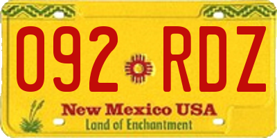 NM license plate 092RDZ