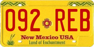 NM license plate 092REB