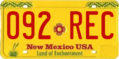 NM license plate 092REC