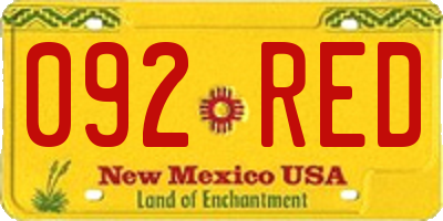 NM license plate 092RED