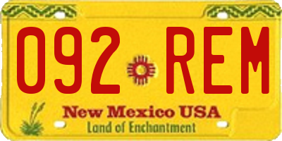 NM license plate 092REM