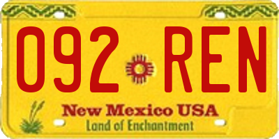 NM license plate 092REN
