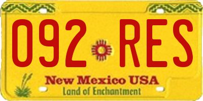 NM license plate 092RES
