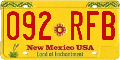 NM license plate 092RFB