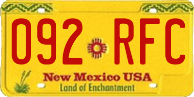 NM license plate 092RFC