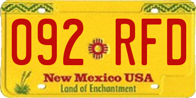 NM license plate 092RFD