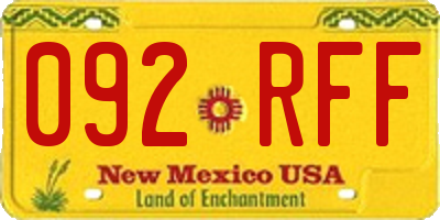 NM license plate 092RFF