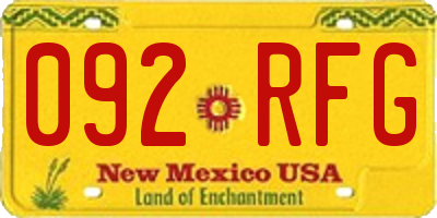 NM license plate 092RFG