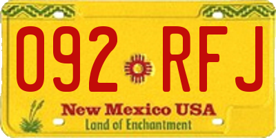 NM license plate 092RFJ