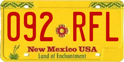NM license plate 092RFL