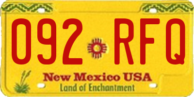 NM license plate 092RFQ