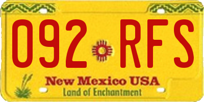 NM license plate 092RFS