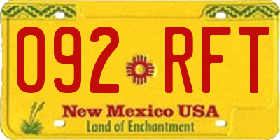 NM license plate 092RFT