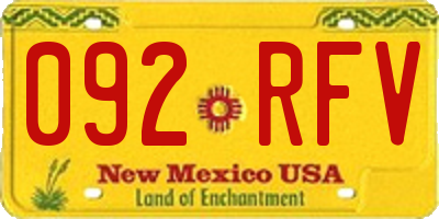 NM license plate 092RFV