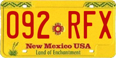 NM license plate 092RFX