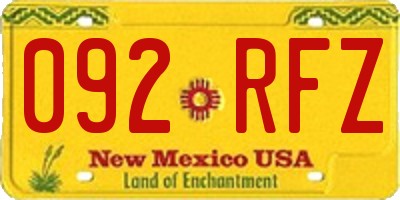 NM license plate 092RFZ
