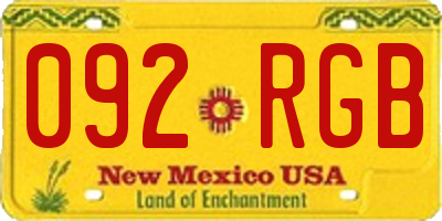 NM license plate 092RGB