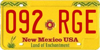 NM license plate 092RGE