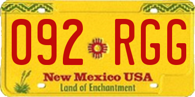 NM license plate 092RGG