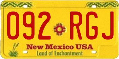 NM license plate 092RGJ