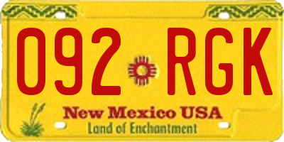NM license plate 092RGK