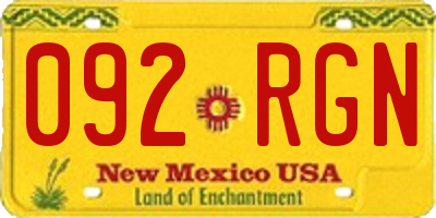 NM license plate 092RGN
