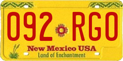 NM license plate 092RGO